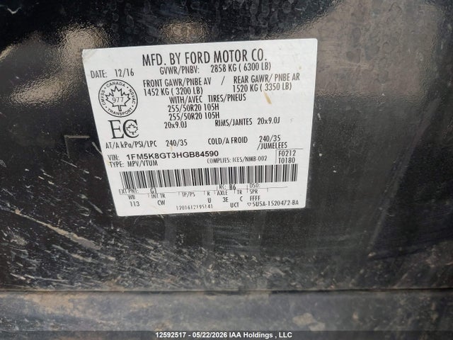 1FM5K8GT3HGB84590 Ford EXPLORER SPORT