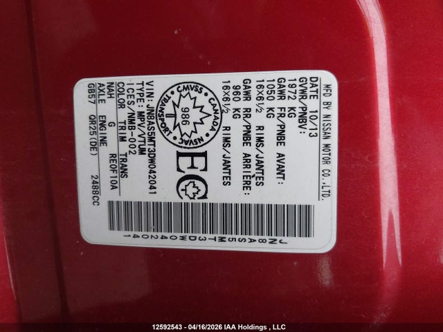 Aukcja sprzedaży 2013 Nissan Rogue S/sv, vin: JN8AS5MT3DW042041, numer aukcji: 12592543