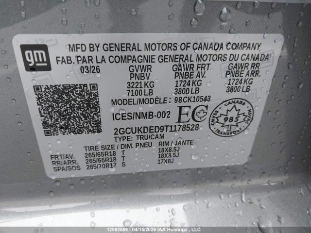 2GCUKDED9T1178528 Chevrolet Silverado K1500 Lt