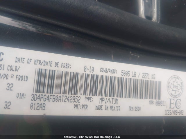 Продаж на аукціоні авто 2010 Dodge Journey Se, vin: 3D4PG4FB0AT242952, номер лоту: 12592559