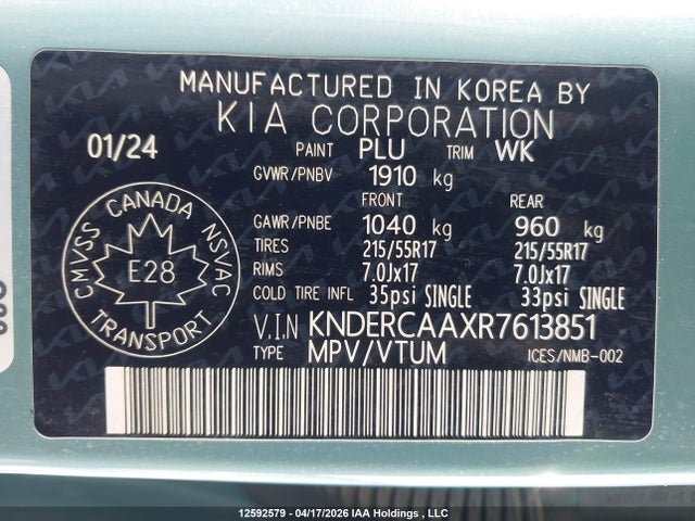 2024 Kia Seltos Ex/ex Premium მანქანა იყიდება აუქციონზე, vin: KNDERCAAXR7613851, აუქციონის ნომერი: 12592579