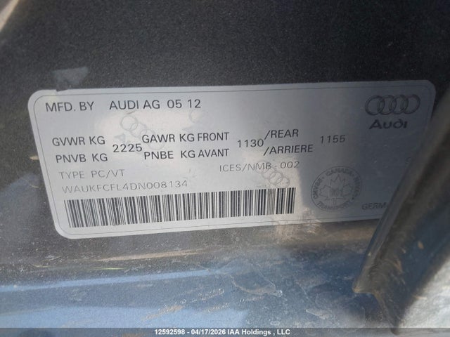 Aukcja sprzedaży 2013 Audi A4 2.0t Premium Plus, vin: WAUKFCFL4DN008134, numer aukcji: 12592598