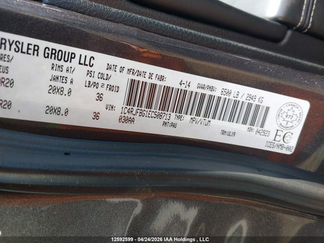 12592599 :رقم المزاد ، 1C4RJFBG1EC508713 vin ، 2014 Jeep Grand Cherokee Limited مزاد بيع