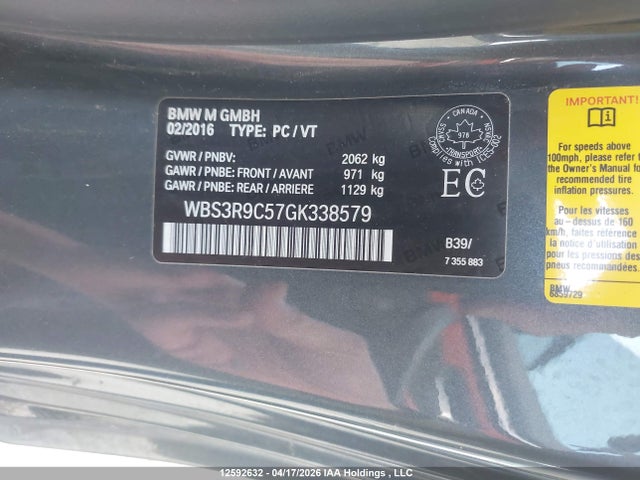 WBS3R9C57GK338579 BMW M4