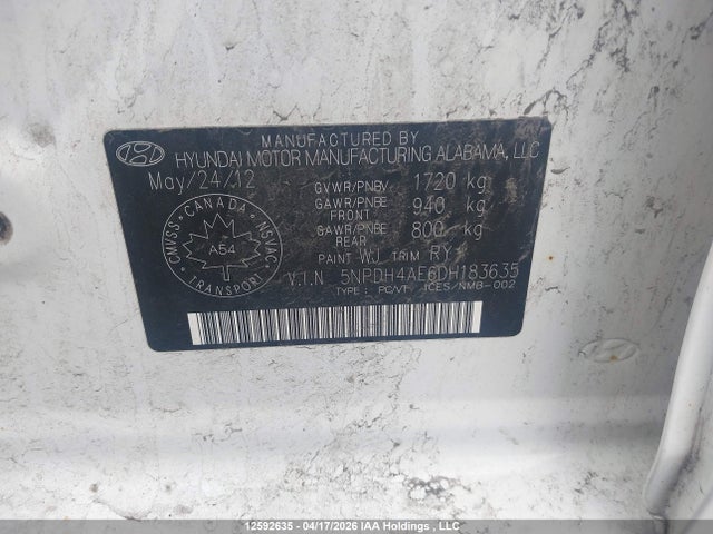 Aukcja sprzedaży 2013 Hyundai Elantra Limited, vin: 5NPDH4AE6DH183635, numer aukcji: 12592635