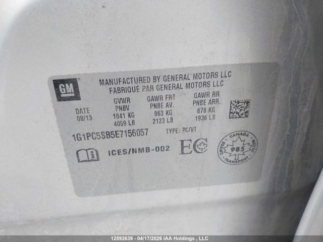 Продажа на аукционе авто 2014 Chevrolet Cruze 1lt, vin: 1G1PC5SB5E7156057, номер лота: 12592639