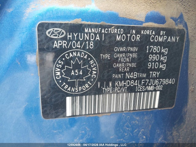 KMHD84LF7JU679840 Hyundai ELANTRA GL