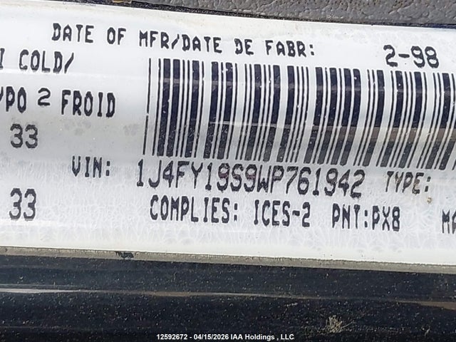 Aukcja sprzedaży 1998 Jeep Wrangler / Tj Sport, vin: 1J4FY19S9WP761942, numer aukcji: 12592672