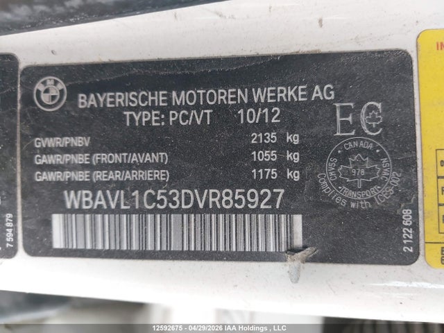 Продажа на аукционе авто 2013 Bmw X1 Xdrive28i, vin: WBAVL1C53DVR85927, номер лота: 12592675