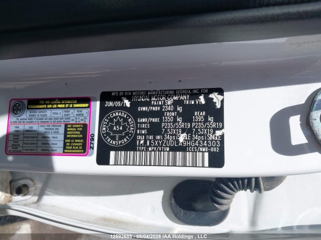 5XYZUDLA9HG434303 Hyundai SANTA FE SPORT
