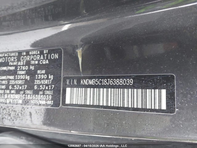 KNDMB5C18J6388039 KIA Sedona Lx/lx+