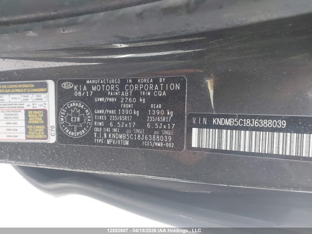 KNDMB5C18J6388039 KIA Sedona Lx/lx+