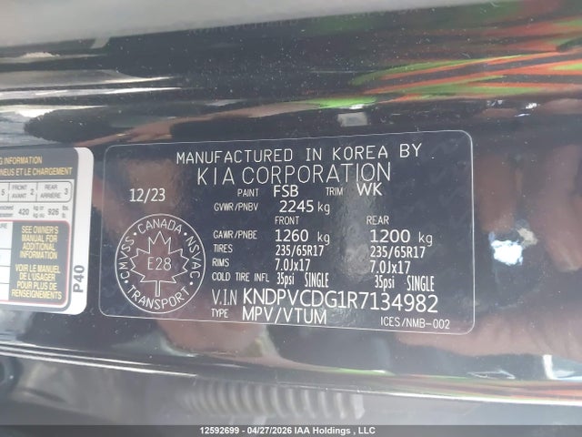 KNDPVCDG1R7134982 KIA Sportage Ex