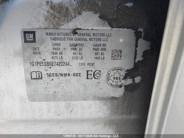 1G1PE5SB6E7422244 Chevrolet Cruze