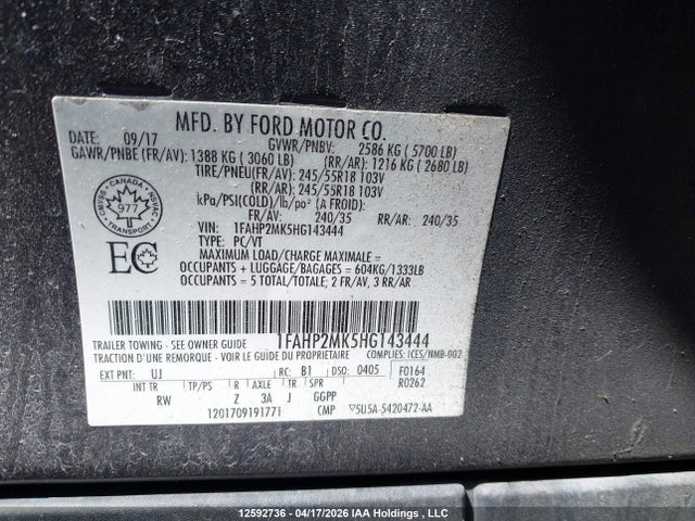Продажа на аукционе авто 2017 Ford Police Interceptor, vin: 1FAHP2MK5HG143444, номер лота: 12592736