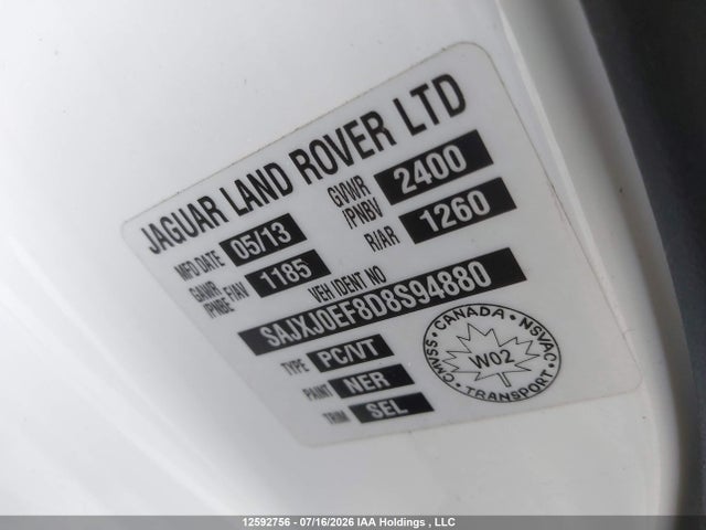 Продажа на аукционе авто 2013 Jaguar Xf, vin: SAJXJ0EF8D8S94880, номер лота: 12592756