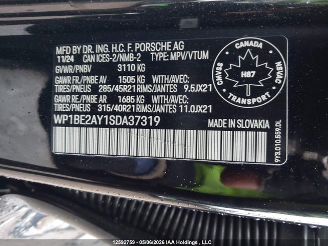 Продаж на аукціоні авто 2025 Porsche Cayenne E-hybrid Coupe, vin: WP1BE2AY1SDA37319, номер лоту: 12592759