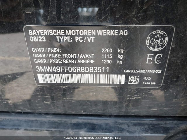 Aukcja sprzedaży 2024 Bmw M340i Xdrive, vin: 3MW49FF06R8D83511, numer aukcji: 12592784