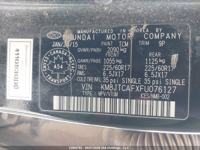 KM8JTCAFXFU076127 Hyundai TUCSON GLS
