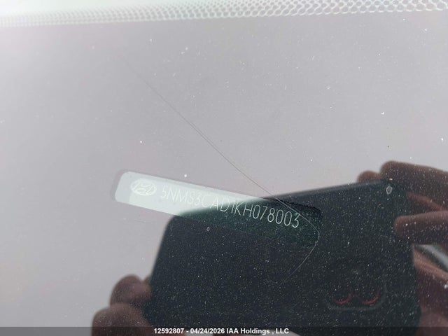 12592807 :رقم المزاد ، 5NMS3CAD1KH078003 vin ، 2019 Hyundai Santa Fe Preferred 2.4 مزاد بيع