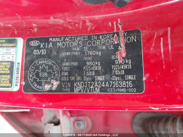 Продаж на аукціоні авто 2010 Kia Soul +/!/sport, vin: KNDJT2A24A7163816, номер лоту: 12592810