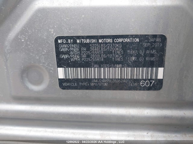 Продаж на аукціоні авто 2020 Mitsubishi Outlander Phev, vin: JA4J24A55LZ605240, номер лоту: 12592822
