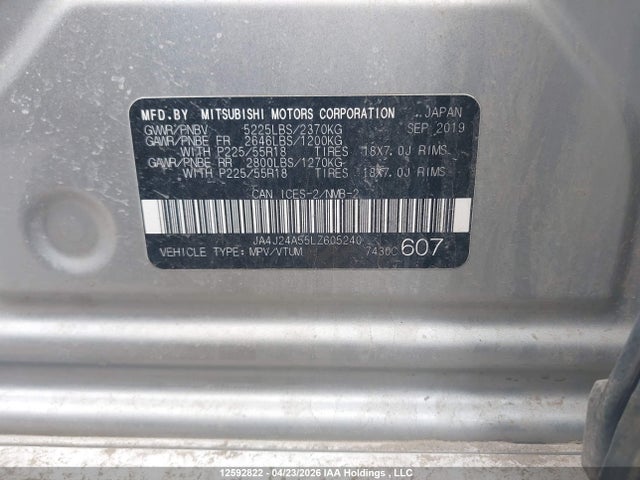 Продаж на аукціоні авто 2020 Mitsubishi Outlander Phev, vin: JA4J24A55LZ605240, номер лоту: 12592822