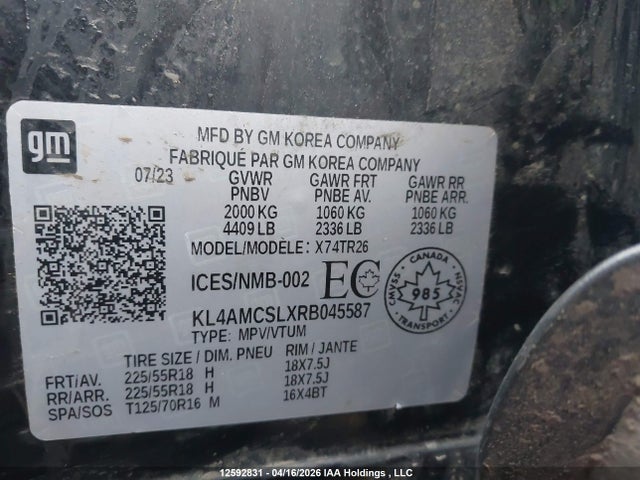 Aukcja sprzedaży 2024 Buick Encore Gx Preferred, vin: KL4AMCSLXRB045587, numer aukcji: 12592831