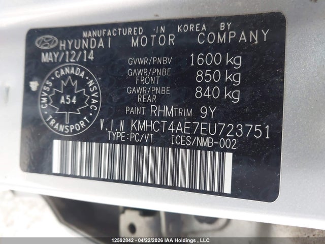 Продажа на аукционе авто 2014 Hyundai Accent Gl, vin: KMHCT4AE7EU723751, номер лота: 12592842