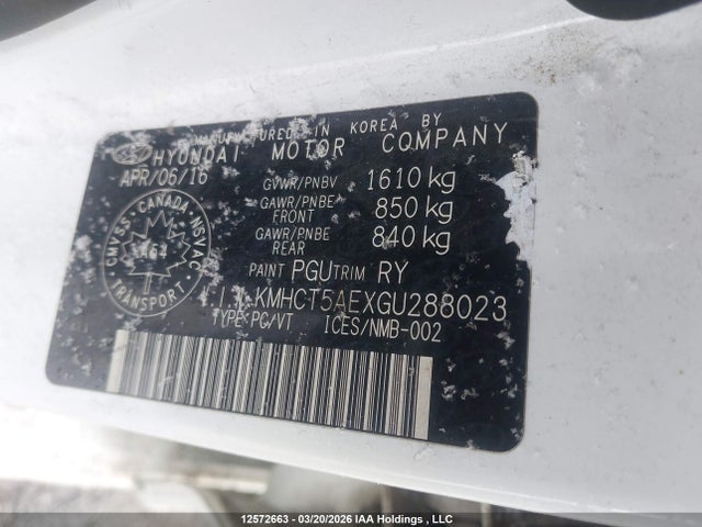 Продажа на аукционе авто 2016 Hyundai Accent Gl, vin: KMHCT5AEXGU288023, номер лота: 12572663