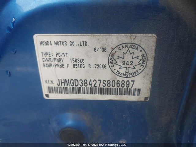 Aukcja sprzedaży 2007 Honda Fit Lx, vin: JHMGD38427S806897, numer aukcji: 12592851