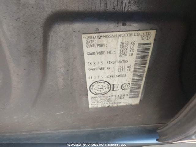 1N6AD0FV3JN714363 Nissan Frontier Midnight Edition/pro-4x/sl/sv