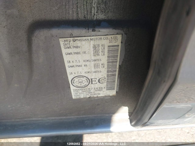 1N6AD0FV3JN714363 Nissan Frontier Midnight Edition/pro-4x/sl/sv
