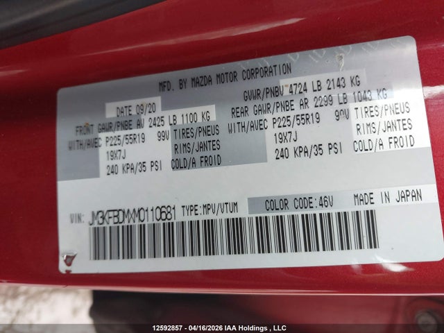 JM3KFBDMXM0110681 Mazda Cx-5 Grand Touring