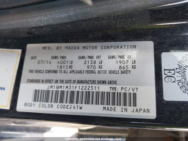 JM1BM1M31F1222511 Mazda 3 Grand Touring
