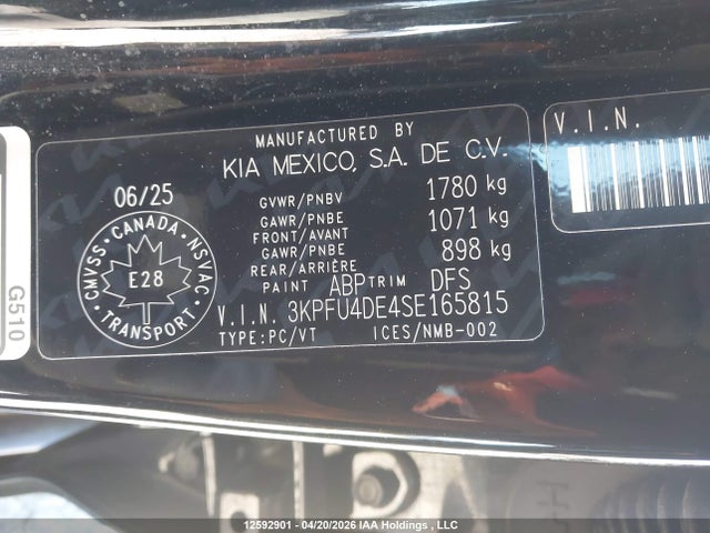 3KPFU4DE4SE165815 KIA K4 Ex/ex+
