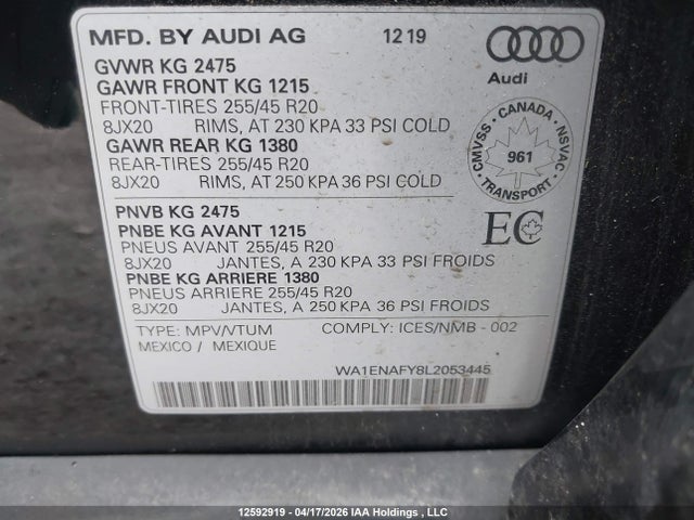 WA1ENAFY8L2053445 Audi Q5 Titanium Premium Plus