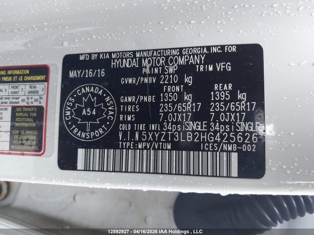 5XYZT3LB2HG425626 Hyundai SANTA FE SPORT