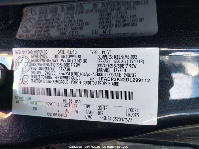 Продажа на аукционе авто 2013 Ford Focus Se, vin: 1FADP3K22DL299112, номер лота: 12592928