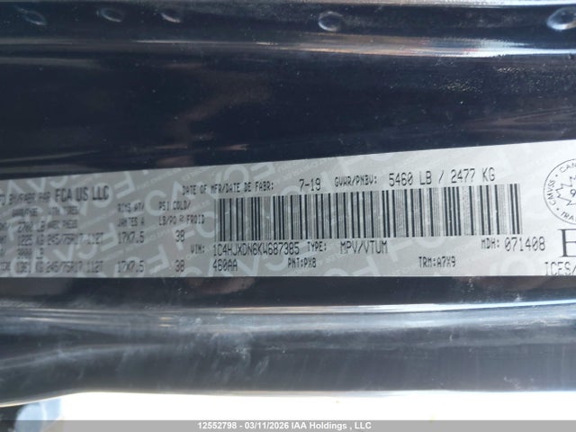 1C4HJXDN6KW687385 Jeep Wrangler Unlimited Sport