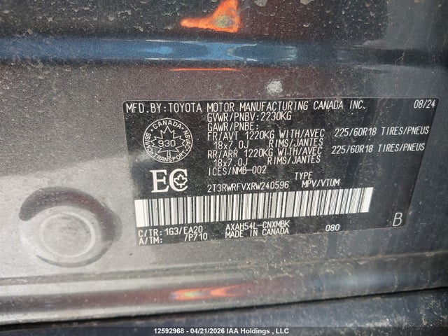 2T3RWRFVXRW240596 Toyota Rav4 Xle/woodland Edition