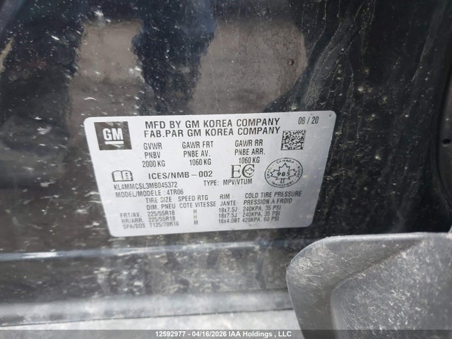 Aukcja sprzedaży 2021 Buick Encore Gx Awd Preferred, vin: KL4MMCSL3MB045372, numer aukcji: 12592977