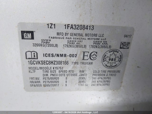 1GCVKSEC8HZ308166 Chevrolet Silverado 1500 1lz