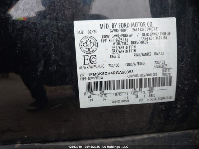 1FMSK8DH4RGA50353 Ford EXPLORER XLT