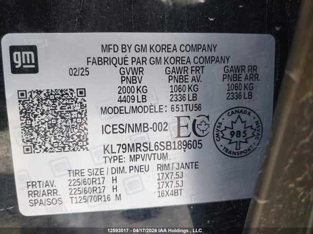 KL79MRSL6SB189605 Chevrolet Trailblazer