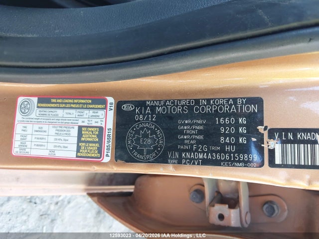 Продаж на аукціоні авто 2013 Kia Rio Lx, vin: KNADM4A36D6159899, номер лоту: 12593023