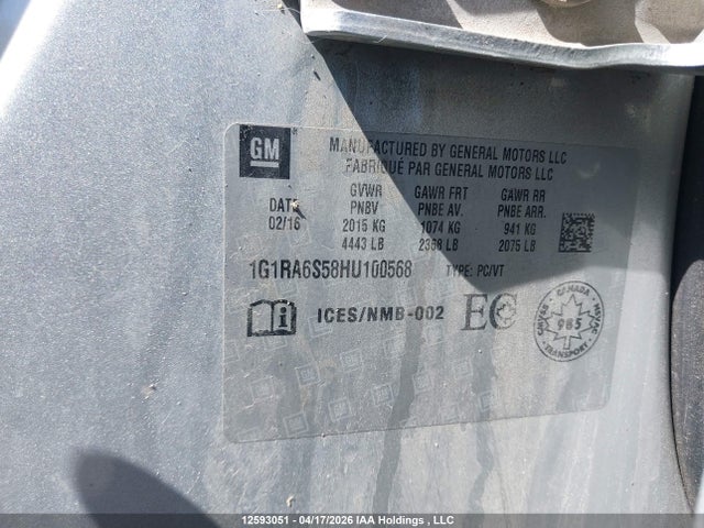 1G1RA6S58HU100568 Chevrolet VOLT LT