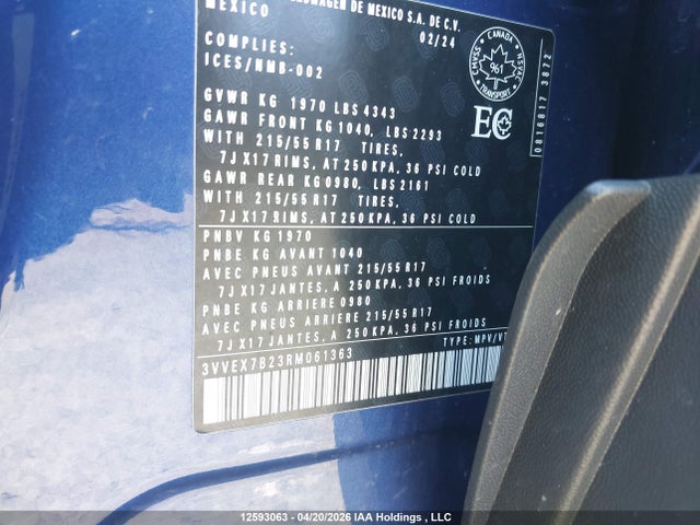 2024 Volkswagen Taos Se მანქანა იყიდება აუქციონზე, vin: 3VVEX7B23RM061363, აუქციონის ნომერი: 12593063