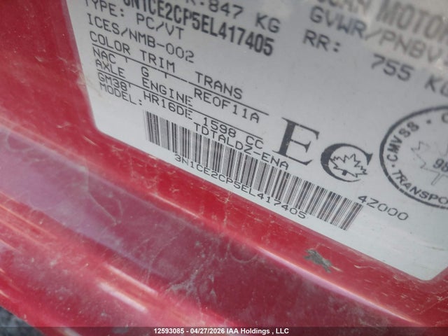 Продаж на аукціоні авто 2014 Nissan Versa Note 1.6 S/1.6 Sl/1.6 Sv, vin: 3N1CE2CP5EL417405, номер лоту: 12593085