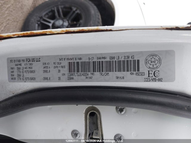 Продаж на аукціоні авто 2018 Ram 1500 Slt, vin: 1C6RR7LT3JS142254, номер лоту: 12593111